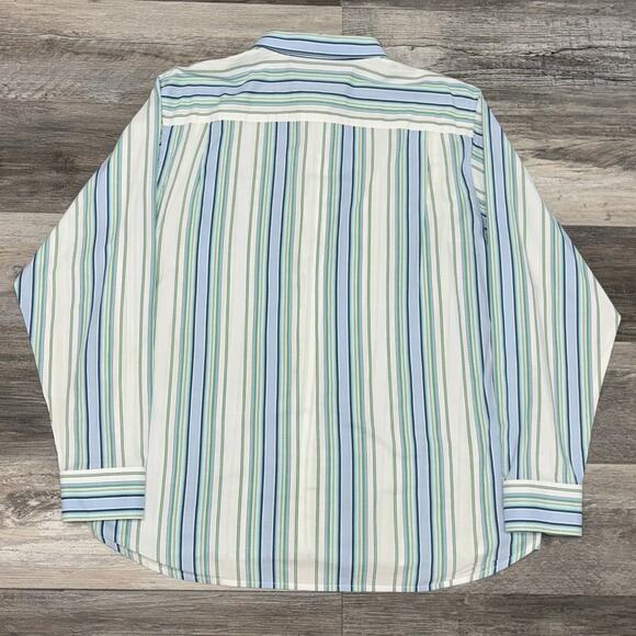 Tommy Bahama Blue White Mens XL Striped Pima Cotton Long Sleeve Button Up Shirt - Picture 3 of 10